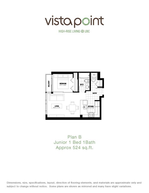 Floor plan for 1 bed, 1 bath, 762 sqft